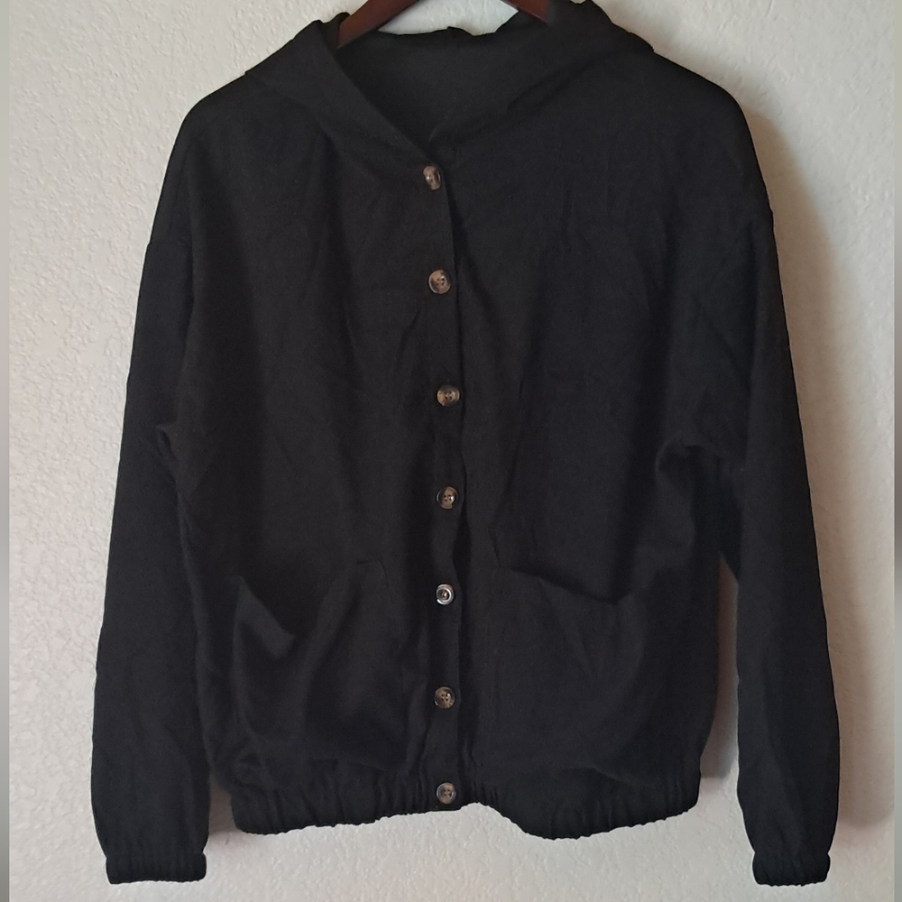 ROMWE Black Corduroy Style Jacket